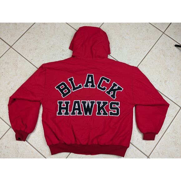 Vtg 1980s Blackhawks Chalk Line Spellout Jacket Men’s Size Large NHL Hockey USA